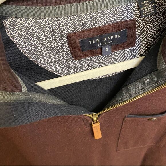 Ted Baker Bevyhil Quarter Zip Pullover Sweater burgundy mock funnel neck -3/ SM - Picture 10 of 11